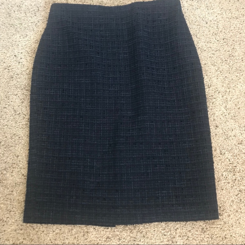 Navy blue and black tweed skirt